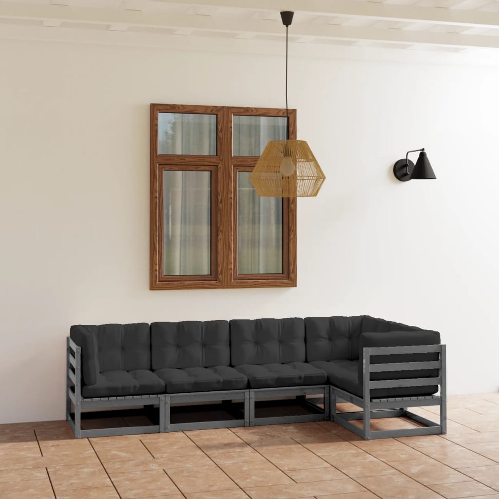 vidaXL 5-tlg. Garten-Lounge-Set mit Kissen Kiefer Massivholz