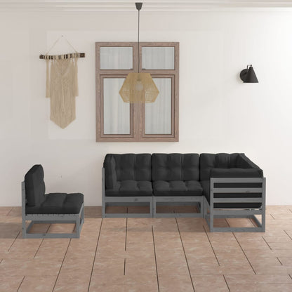 vidaXL Ensemble de salon de jardin 5 pcs avec coussins Bois de pin massif