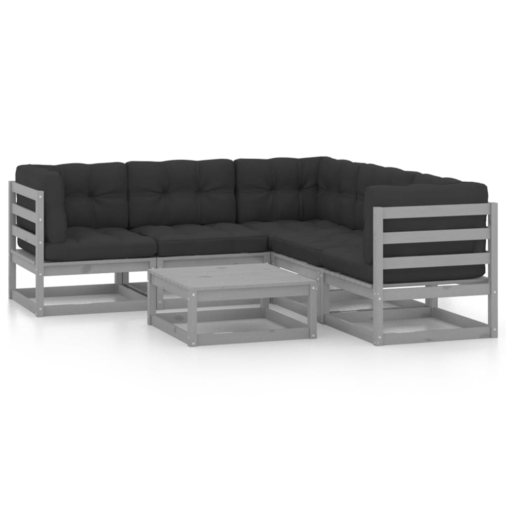 vidaXL 6-tlg. Garten-Lounge-Set mit Kissen Massivholz Kiefer