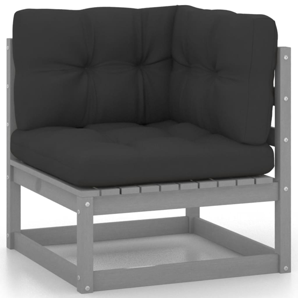 vidaXL 8-tlg. Garten-Lounge-Set mit Kissen Grau Massivholz Kiefer