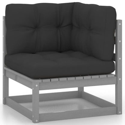 vidaXL 8-tlg. Garten-Lounge-Set mit Kissen Grau Massivholz Kiefer