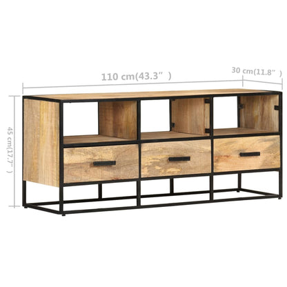 vidaXL Meuble TV 110x30x45 cm Bois de manguier brut