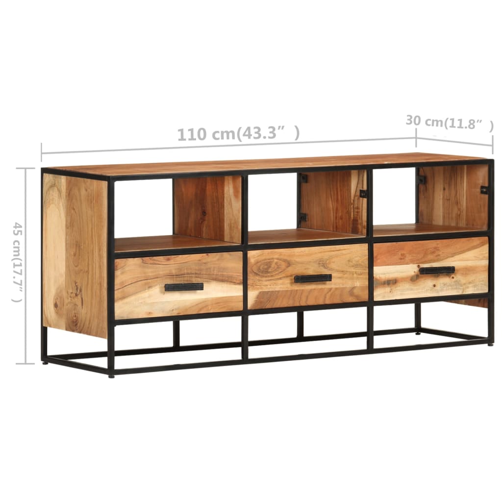 vidaXL Meuble TV 110x30x45 cm Bois d'acacia massif