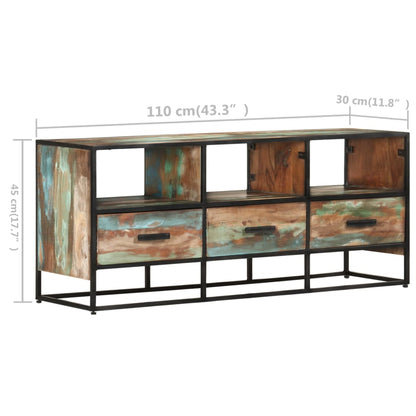 vidaXL Meuble TV 110x30x45 cm en bois de récupération massif