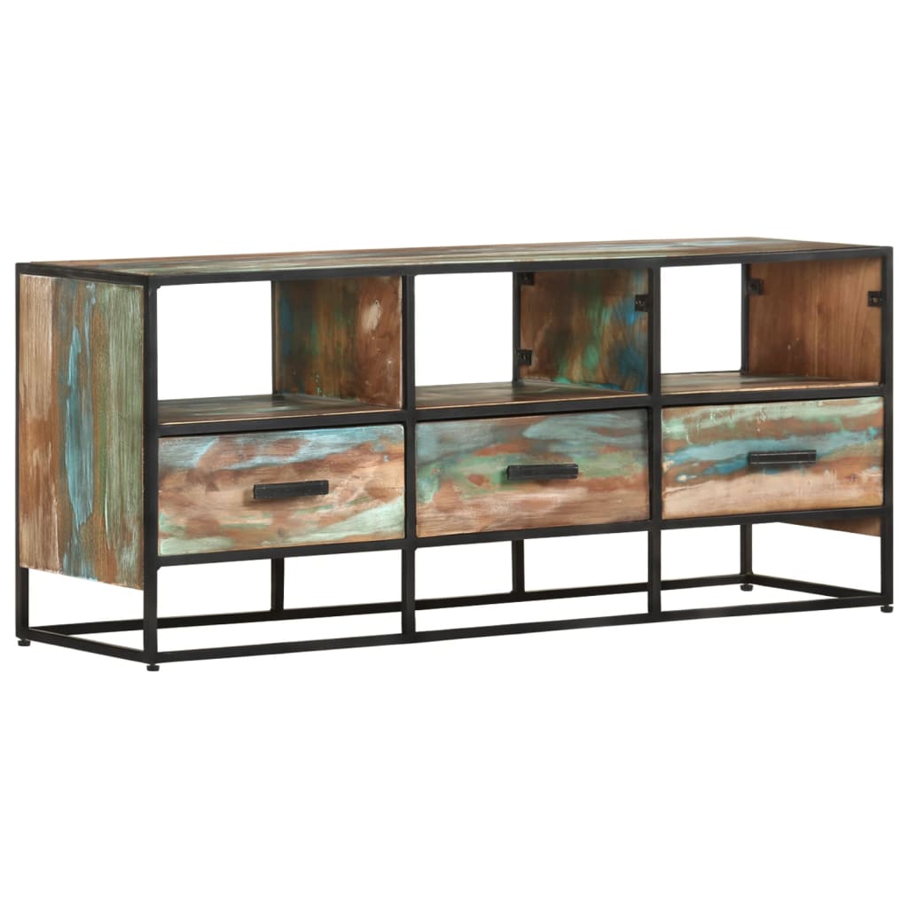vidaXL Meuble TV 110x30x45 cm en bois de récupération massif