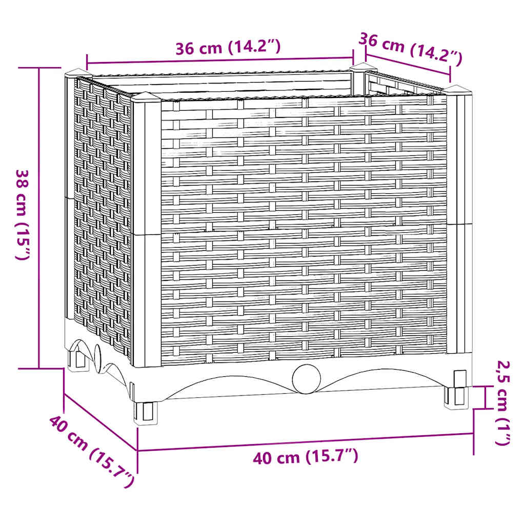 vidaXL Hochbeet 40x40x38 cm Polypropylen