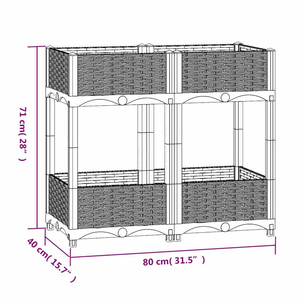 vidaXL Hochbeet 80x40x71 cm Polypropylen