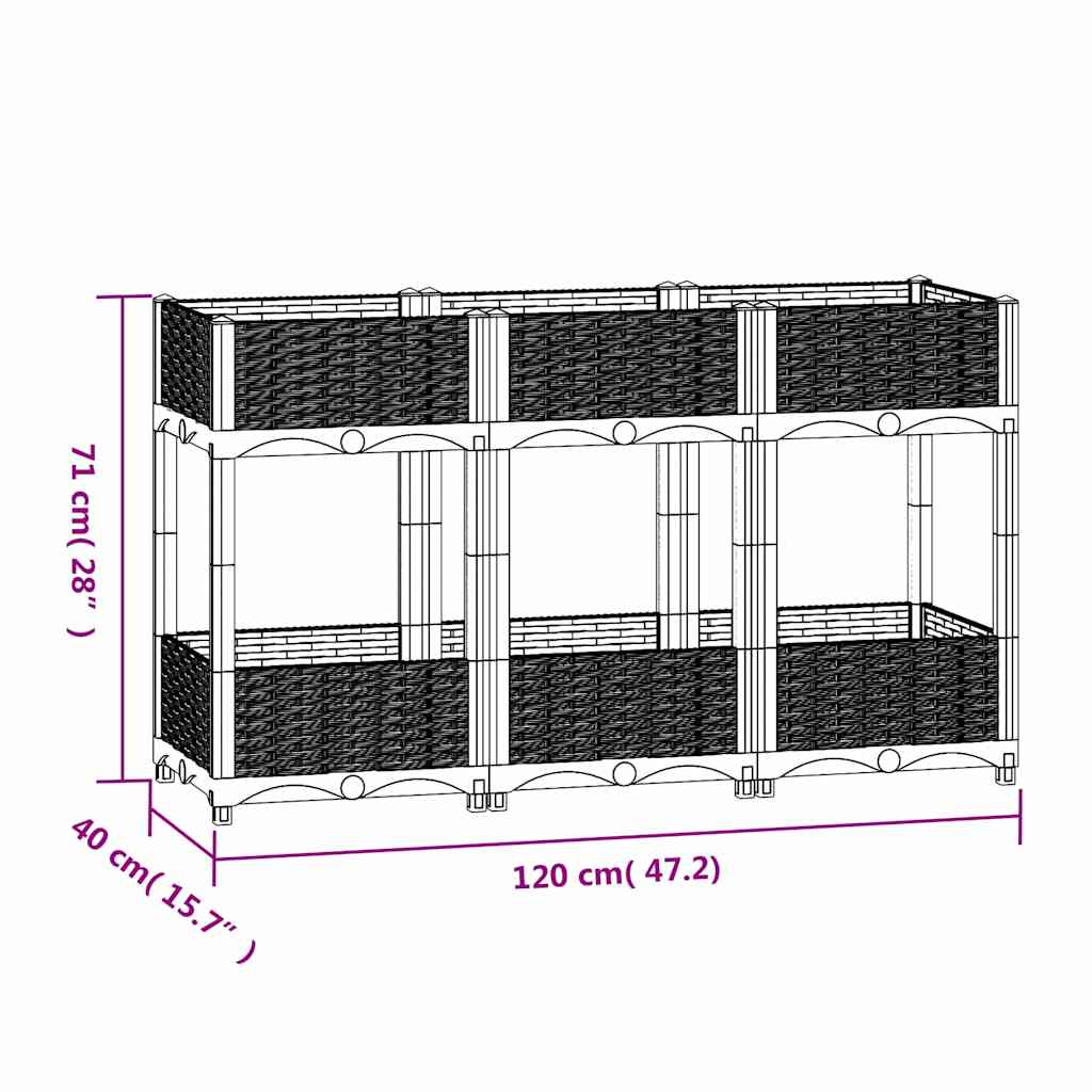 vidaXL Hochbeet 120x40x71 cm Polypropylen