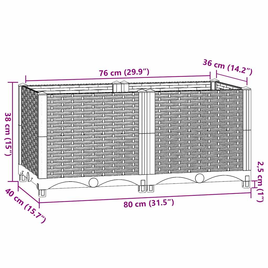 vidaXL Hochbeet 80 x 40 x 38 cm Polypropylen