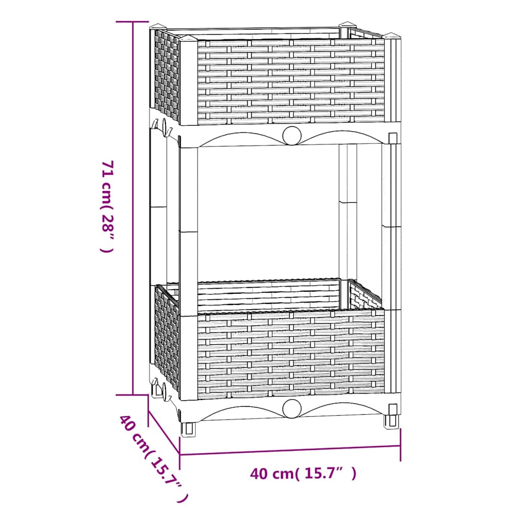 vidaXL Hochbeet 40x40x71 cm Polypropylen