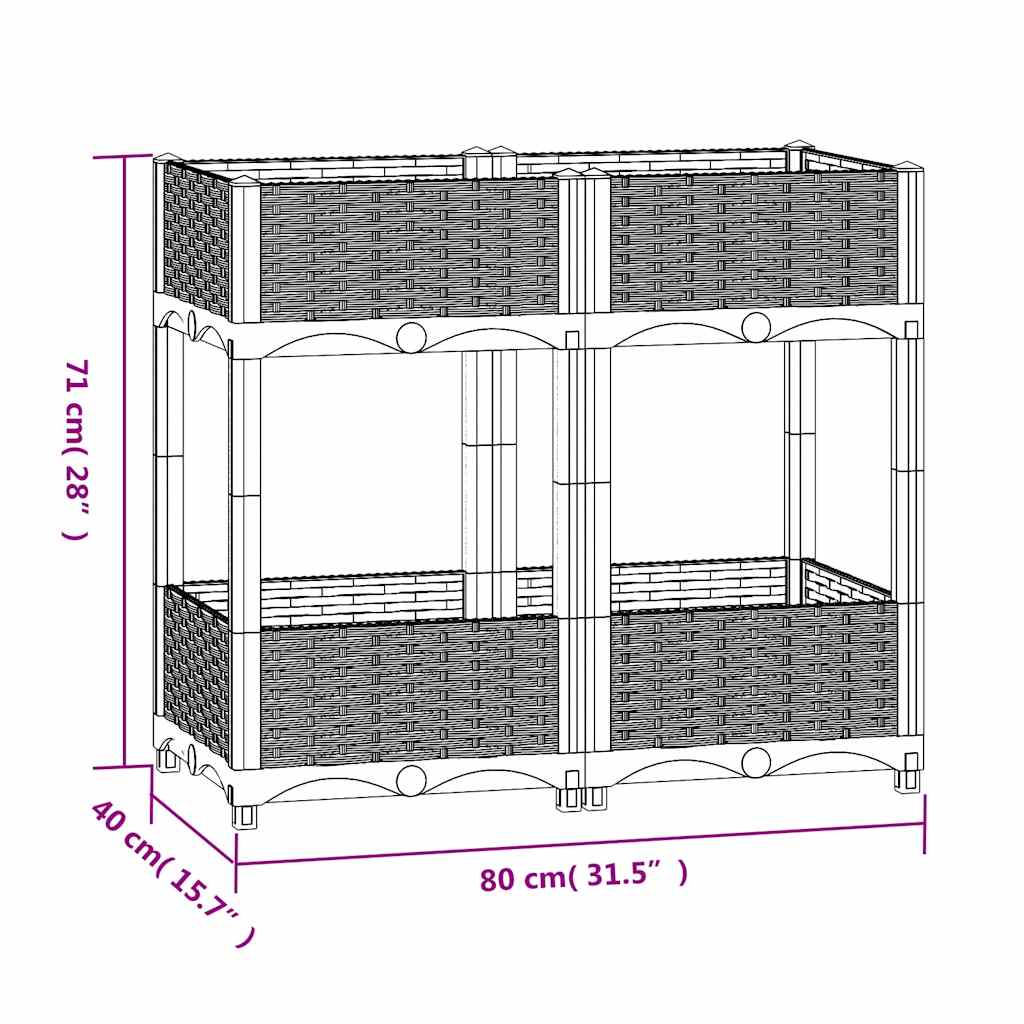 vidaXL Hochbeet 80x40x71 cm Polypropylen