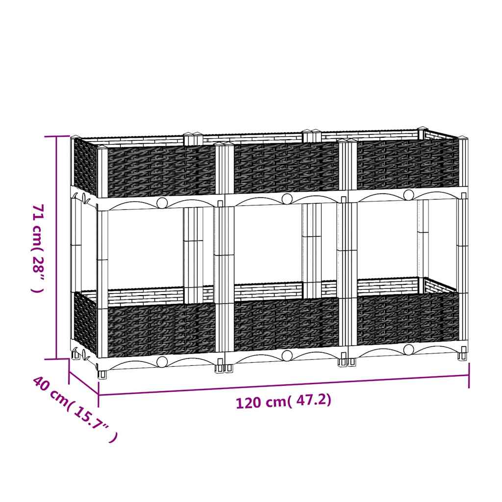 vidaXL Hochbeet 120x40x71 cm Polypropylen