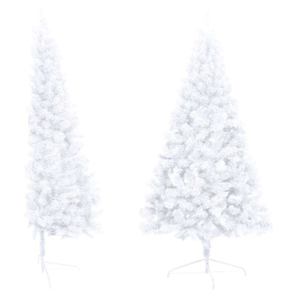 vidaXL Künstlicher Halb-Weihnachtsbaum Beleuchtung Kugeln Weiß 150 cm