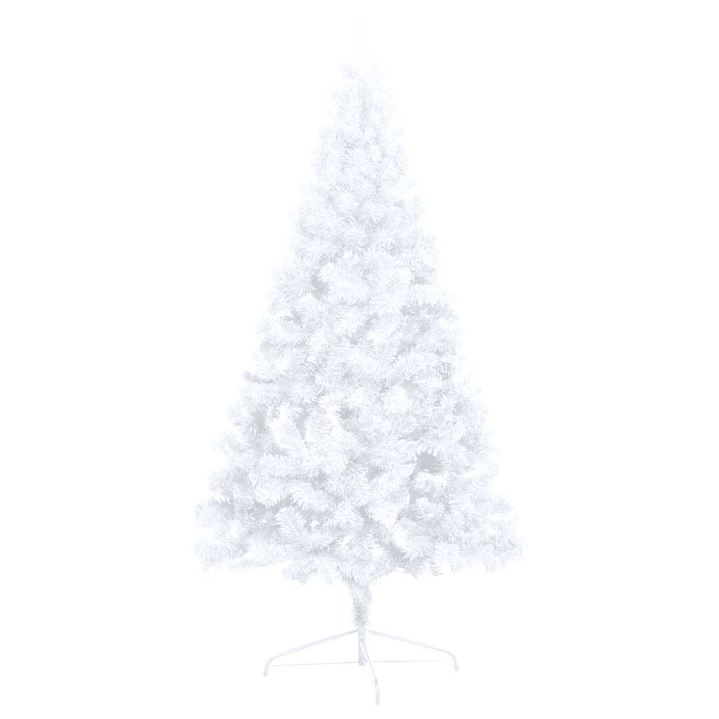 vidaXL Künstlicher Halb-Weihnachtsbaum Beleuchtung Kugeln Weiß 150 cm