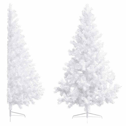 vidaXL Künstlicher Halb-Weihnachtsbaum Beleuchtung Kugeln Weiß 180 cm