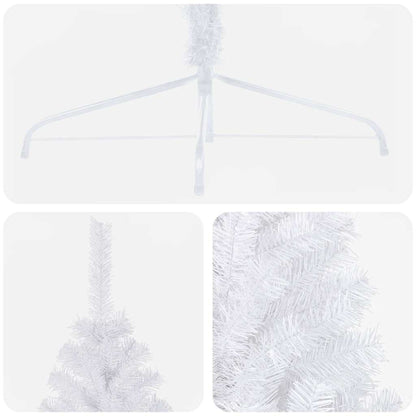 vidaXL Künstlicher Halb-Weihnachtsbaum Beleuchtung Kugeln Weiß 210 cm