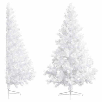 vidaXL Künstlicher Halb-Weihnachtsbaum Beleuchtung Kugeln Weiß 210 cm