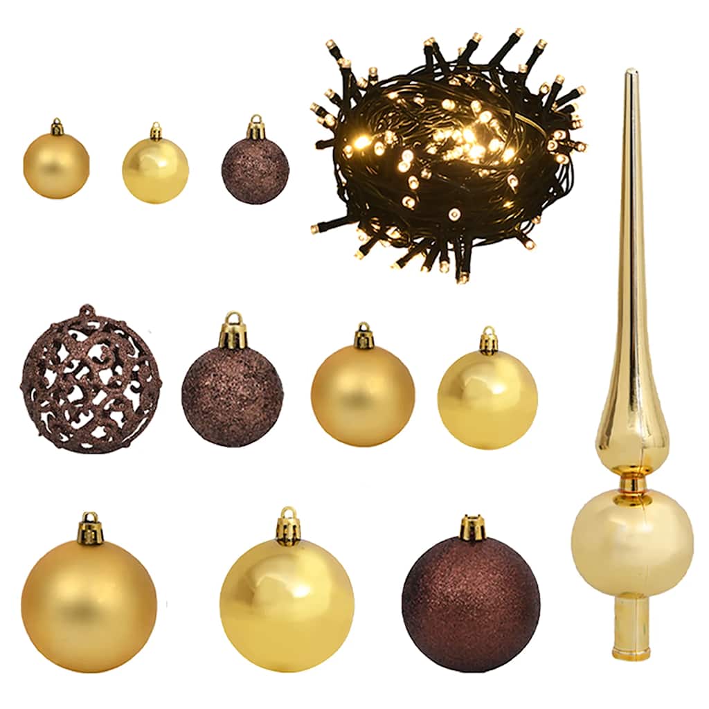 vidaXL Künstlicher Halb-Weihnachtsbaum Beleuchtung Kugeln Weiß 210 cm