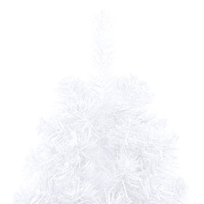 vidaXL Künstlicher Halb-Weihnachtsbaum Beleuchtung Kugeln Weiß 240 cm