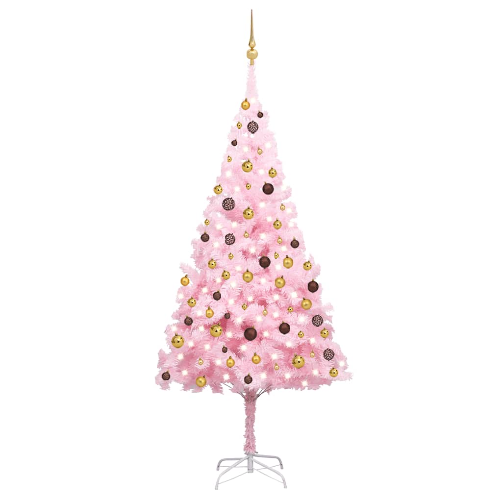 vidaXL Künstlicher Weihnachtsbaum mit Beleuchtung & Kugeln Rosa 240cm