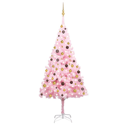 vidaXL Künstlicher Weihnachtsbaum mit Beleuchtung & Kugeln Rosa 240cm