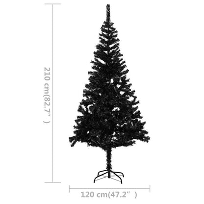 vidaXL Künstlicher Weihnachtsbaum Beleuchtung & Kugeln Schwarz 210 cm
