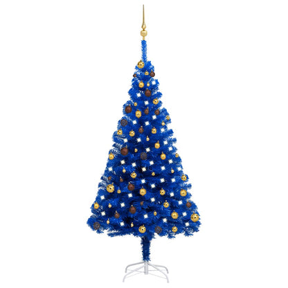 vidaXL Künstlicher Weihnachtsbaum Beleuchtung & Kugeln Blau 180 cm