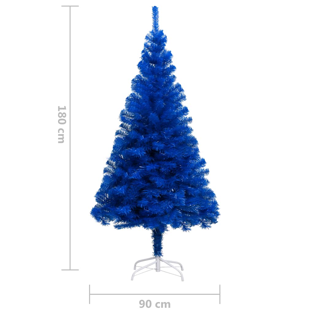 vidaXL Künstlicher Weihnachtsbaum Beleuchtung & Kugeln Blau 180 cm