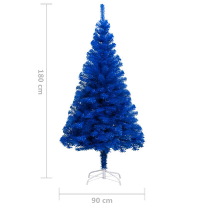 vidaXL Künstlicher Weihnachtsbaum Beleuchtung & Kugeln Blau 180 cm