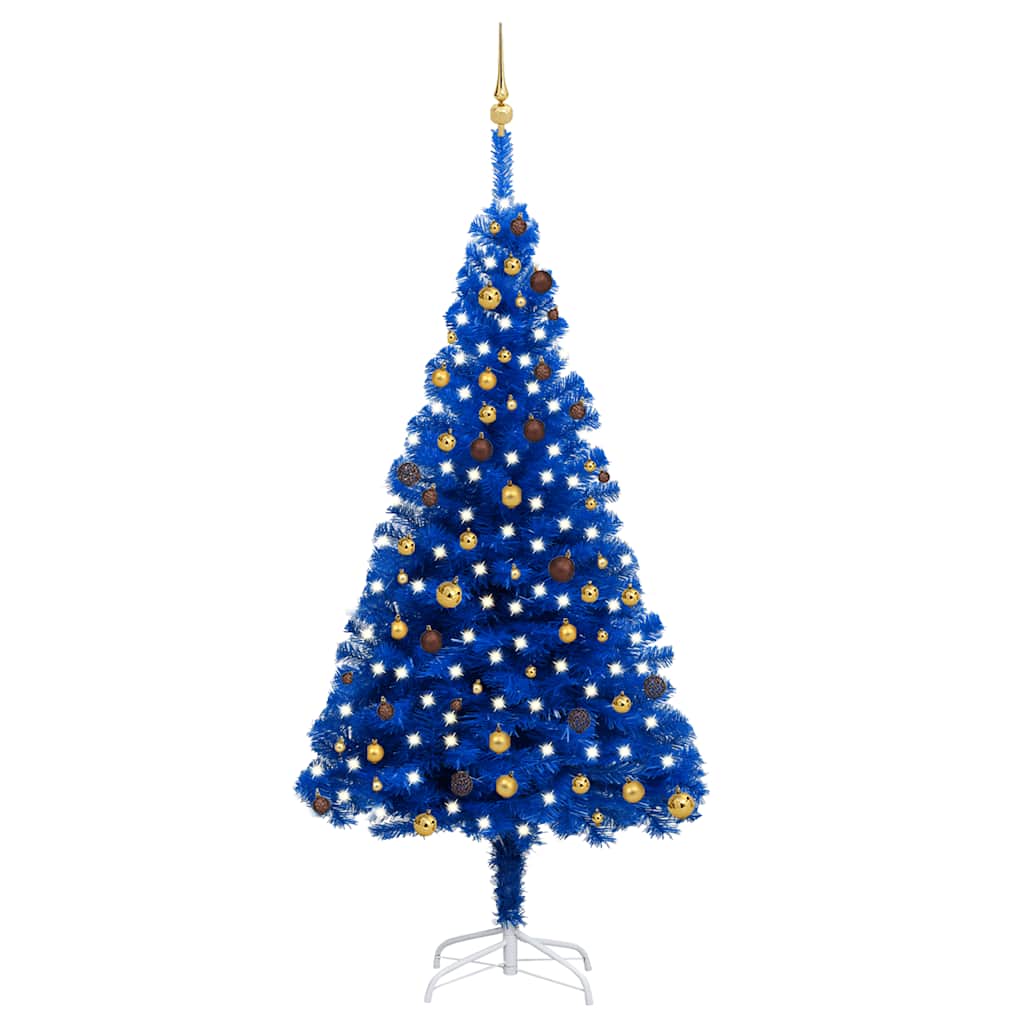 vidaXL Künstlicher Weihnachtsbaum Beleuchtung & Kugeln Blau 240 cm
