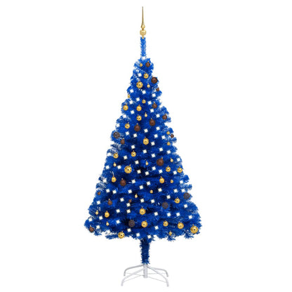 vidaXL Künstlicher Weihnachtsbaum Beleuchtung & Kugeln Blau 240 cm