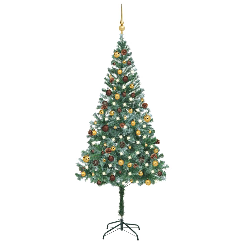 vidaXL Künstlicher Weihnachtsbaum mit Beleuchtung Kugeln Zapfen 180 cm