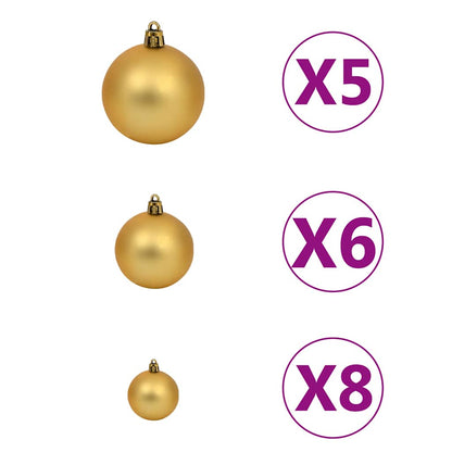 vidaXL Künstlicher Weihnachtsbaum mit Beleuchtung Kugeln Zapfen 180 cm