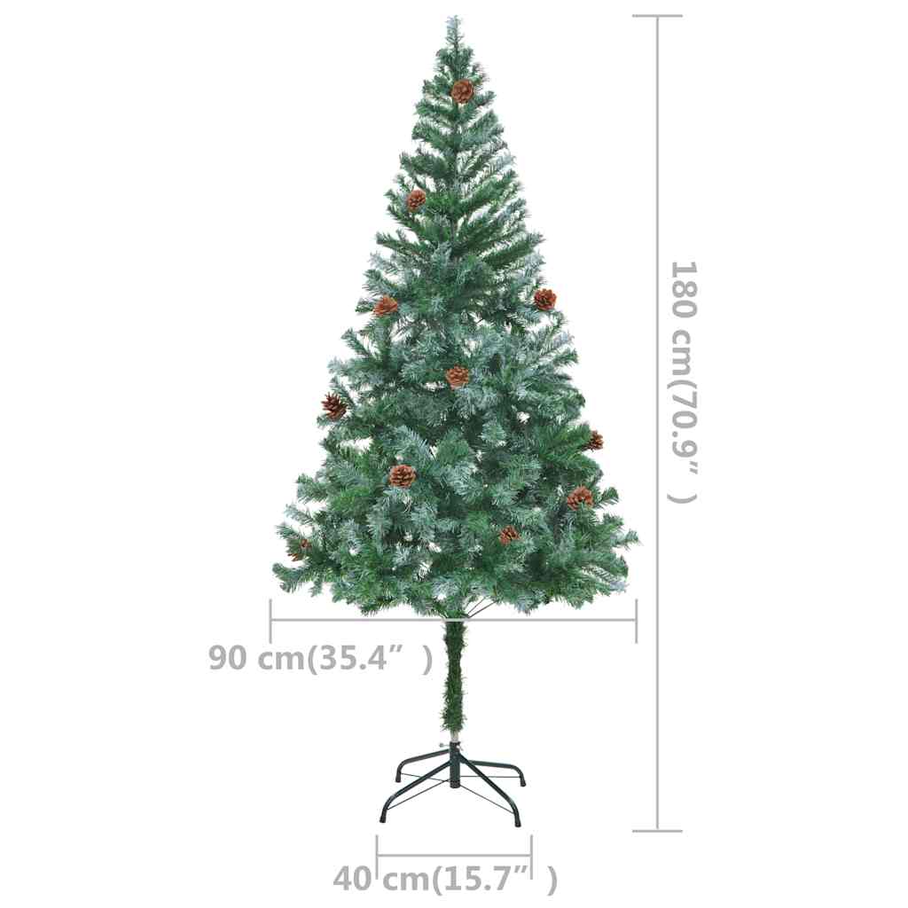 vidaXL Künstlicher Weihnachtsbaum mit Beleuchtung Kugeln Zapfen 180 cm