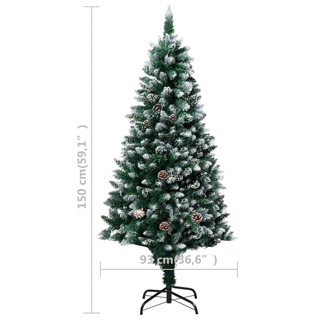 vidaXL Künstlicher Weihnachtsbaum mit LEDs Kugeln Zapfen 150 cm