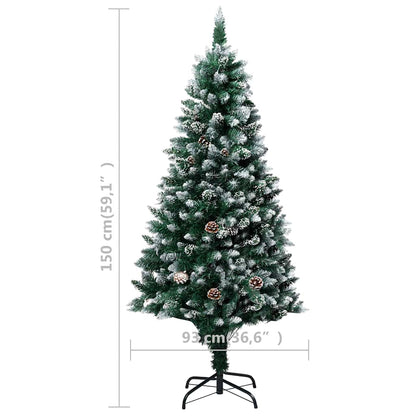 vidaXL Künstlicher Weihnachtsbaum mit LEDs Kugeln Zapfen 150 cm