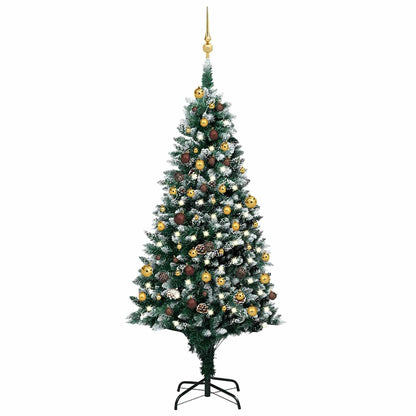 vidaXL Künstlicher Weihnachtsbaum mit LEDs Kugeln Zapfen 180 cm