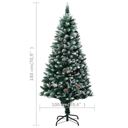 vidaXL Künstlicher Weihnachtsbaum mit LEDs Kugeln Zapfen 180 cm