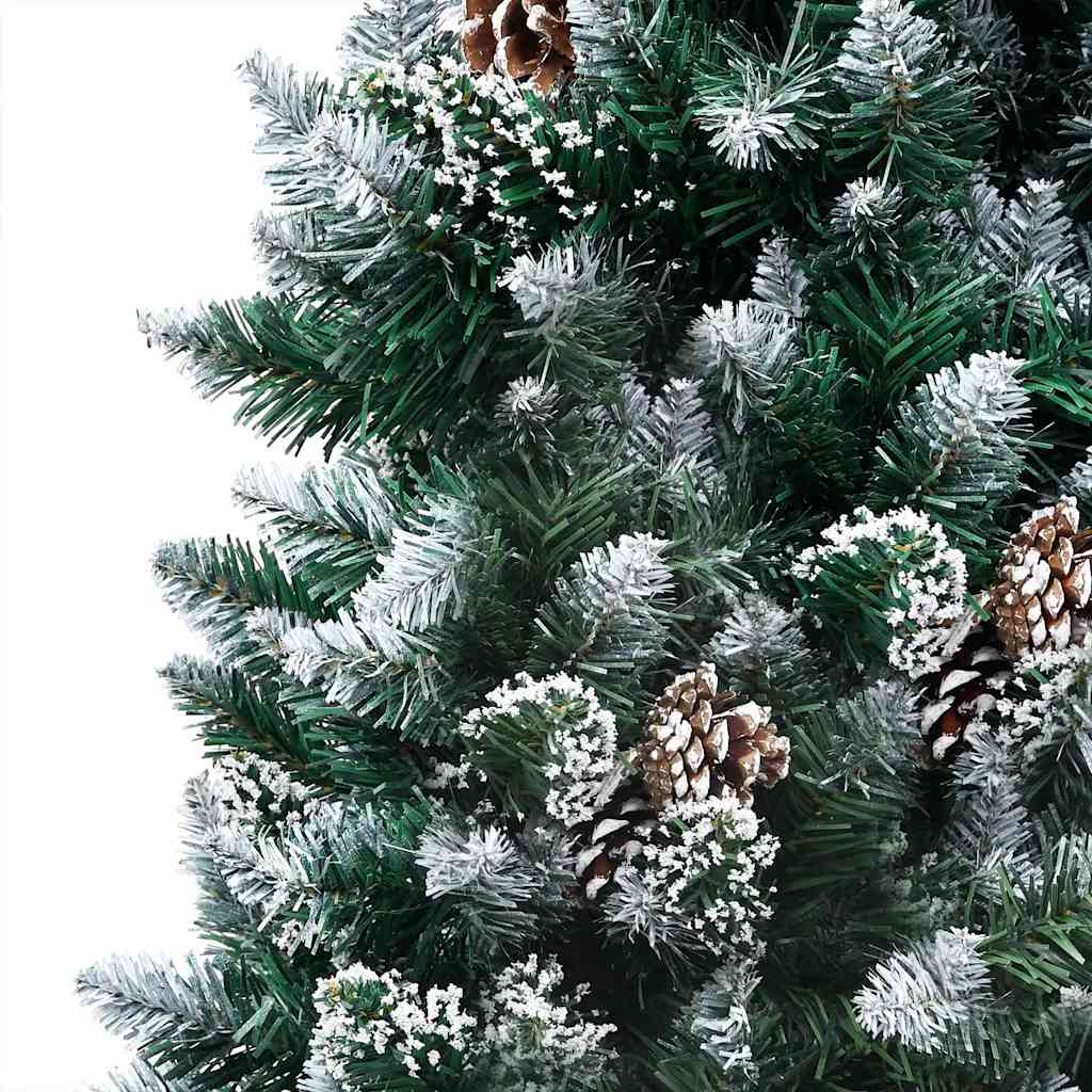 vidaXL Künstlicher Weihnachtsbaum mit LEDs Kugeln Zapfen 210 cm