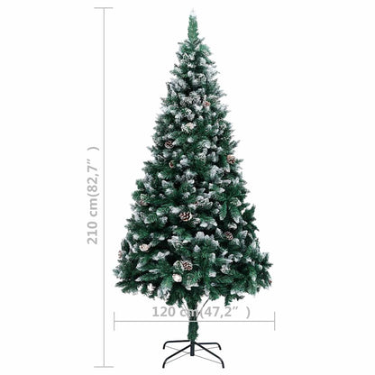 vidaXL Künstlicher Weihnachtsbaum mit LEDs Kugeln Zapfen 210 cm