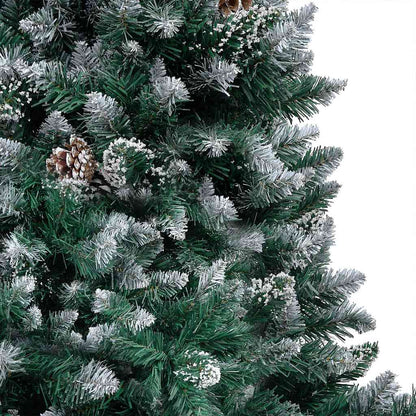 vidaXL Künstlicher Weihnachtsbaum mit LEDs Kugeln Zapfen 210 cm