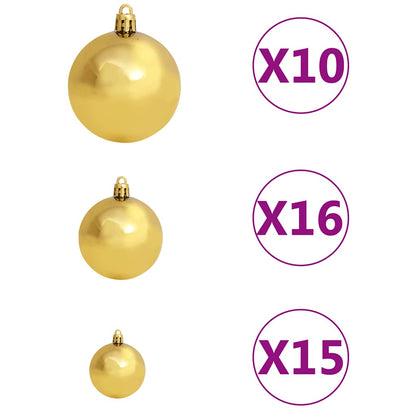 vidaXL Künstlicher Weihnachtsbaum mit LEDs Kugeln Zapfen 210 cm