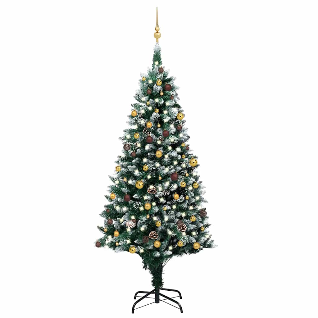 vidaXL Künstlicher Weihnachtsbaum mit LEDs Kugeln Zapfen 240 cm