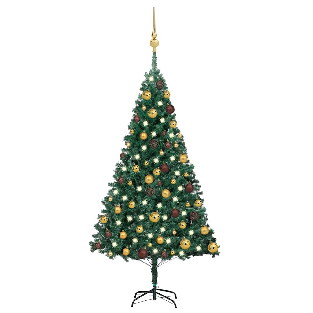 vidaXL Künstlicher Weihnachtsbaum mit Beleuchtung & Kugeln Grün 120 cm