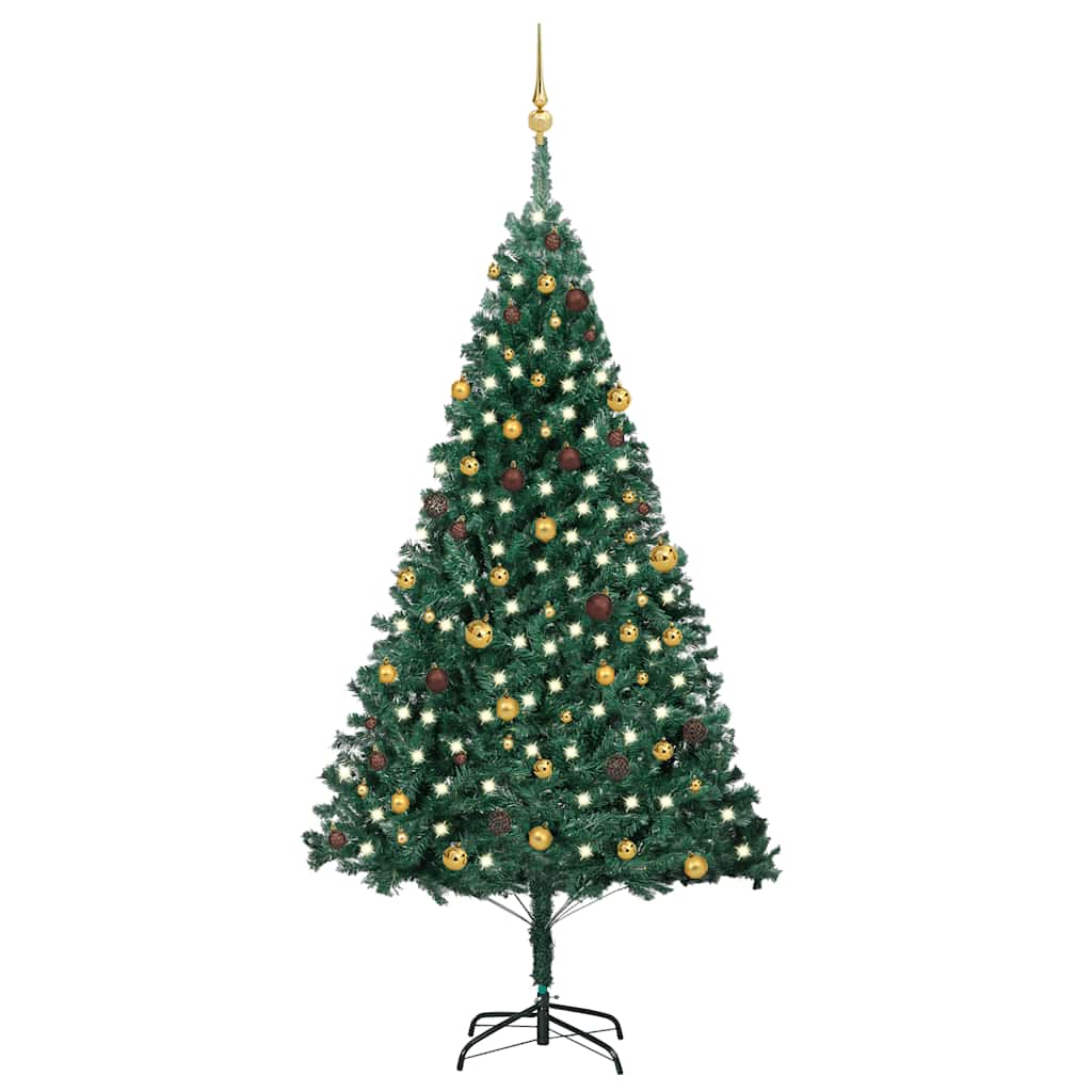 vidaXL Sapin de Noël artificiel avec lumières et boules vert 240 cm