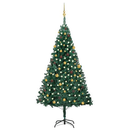 vidaXL Sapin de Noël artificiel avec lumières et boules vert 240 cm