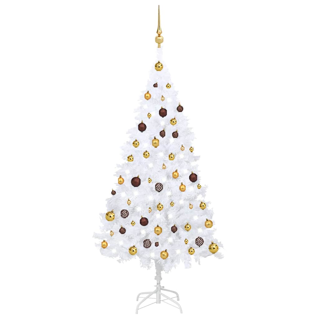 vidaXL Künstlicher Weihnachtsbaum mit Beleuchtung & Kugeln Weiß 150 cm