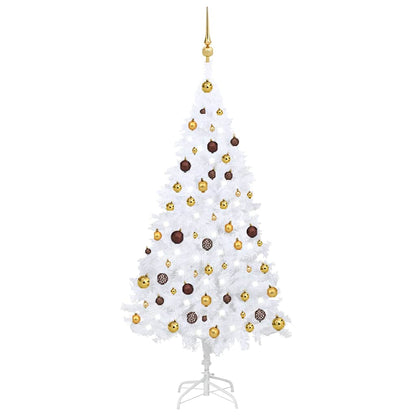 vidaXL Künstlicher Weihnachtsbaum mit Beleuchtung & Kugeln Weiß 150 cm
