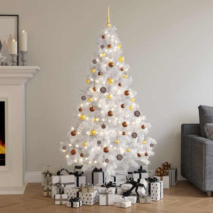 vidaXL Künstlicher Weihnachtsbaum mit Beleuchtung & Kugeln Weiß 180 cm