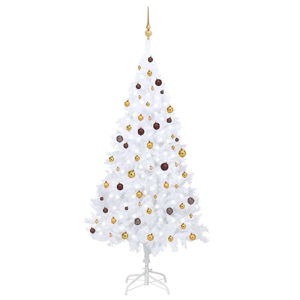 vidaXL Künstlicher Weihnachtsbaum mit Beleuchtung & Kugeln Weiß 240 cm